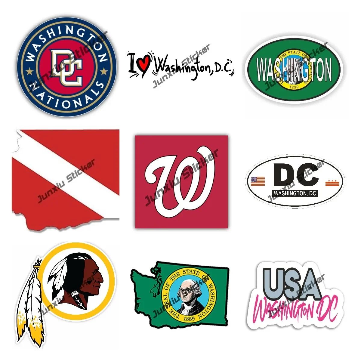 Laptop Accessories Logo - USA Washington Flag Map Car Sticker