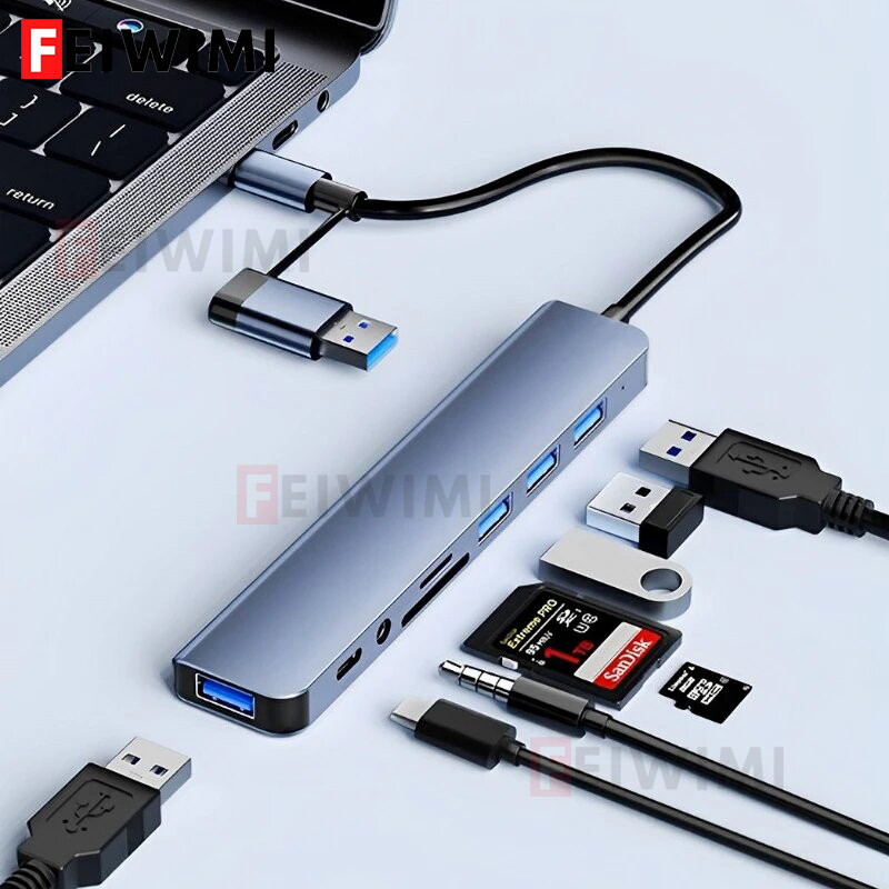 Laptop Accessories Hub - 8 in 2 Port USB C