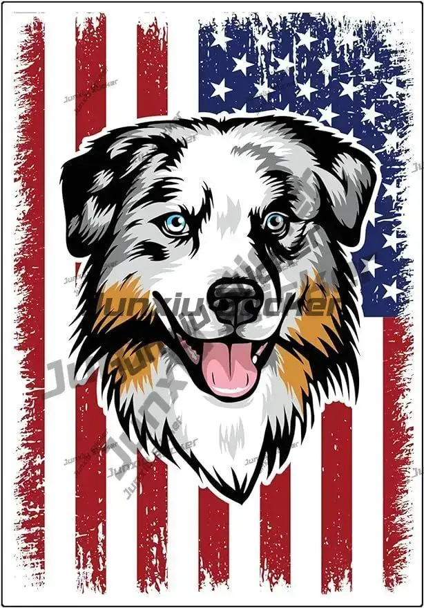 Laptop Accessories Logo - American Flag Australian Shepherd Vinyl Decal