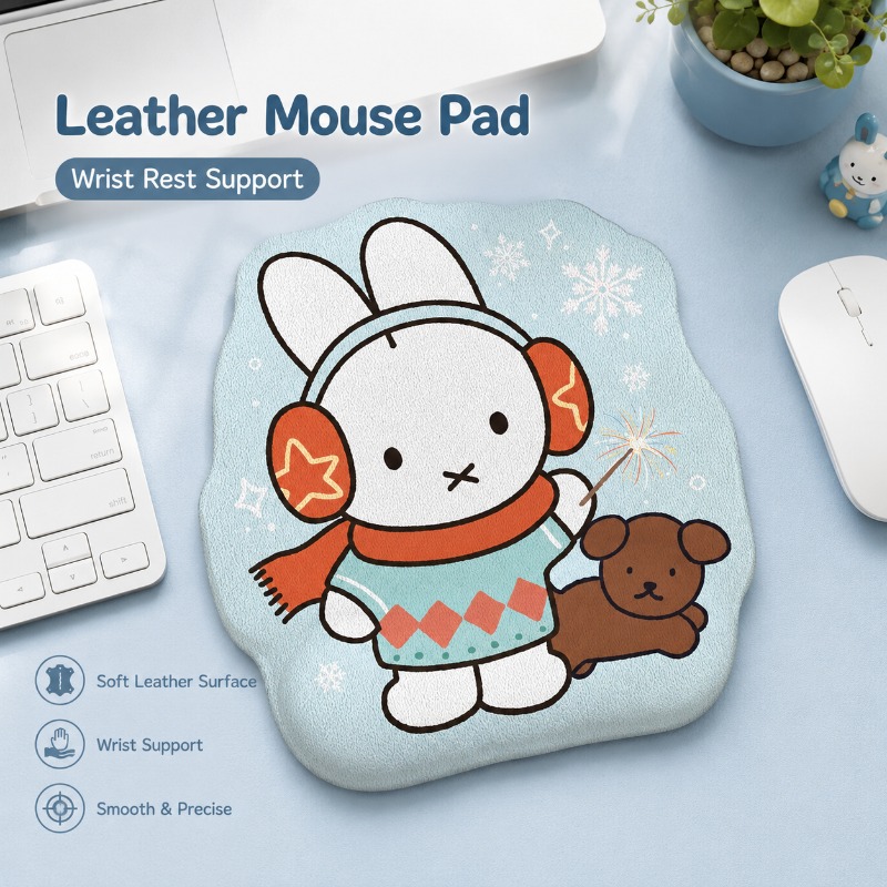 Anime Miffy Leather Mouse Pad  - Laptop Editing Accessories review and price