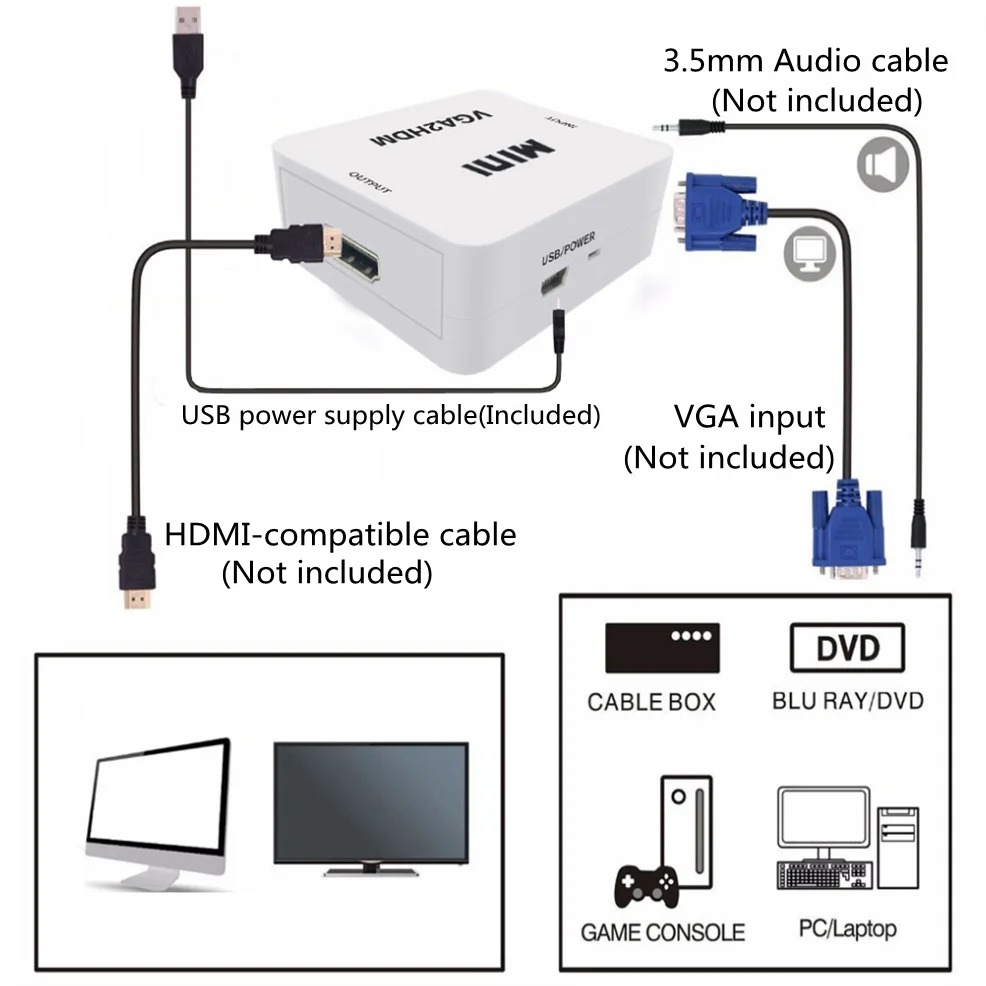 VGA to HDMI Converter Adapter  - Hdmi Vga Adapter review and price
